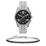 Buy Shop Michael Kors Runway Chronograph Black Dial Silver Steel Strap Watch For Women - MK5708 USA Online