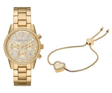 Buy Shop Michael Kors Ritz Chronograph Gold Dial Gold Steel Strap Watch For Women - MK7310 USA Online
