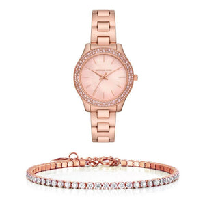 Buy Shop Michael Kors Lilane Quartz Rose Gold Dial Rose Gold Steel Strap Watch For Women - MK1068 USA Online