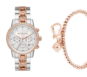 Buy Shop Michael Kors Ritz Chronograph Silver Dial Two Tone Steel Strap Watch For Women - MK6938 USA Online