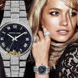 Buy Shop Michael Kors Channing Diamonds Black Dial Silver Steel Strap Watch for Women - MK6089 USA Online