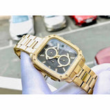 Buy Shop Fossil Inscription Multifunction Black Dial Gold Steel Strap Watch for Men - BQ2656 USA Online
