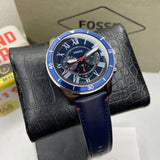 Buy Shop Fossil Grant Chronograph Blue Dial Blue Leather Strap Watch for Men - FS5373 USA Online
