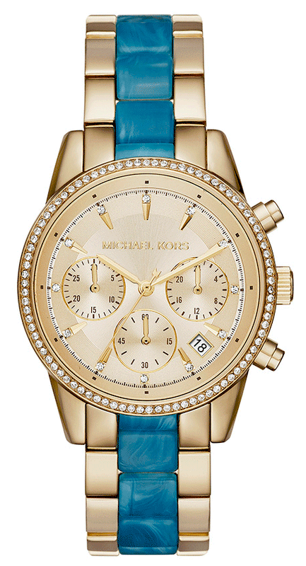 Buy Shop Michael Kors Ritz Gold Dial Two Tone Steel Strap Watch for Women - MK6328 USA Online