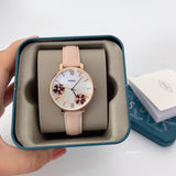 Buy Shop Fossil Jacqueline Three Hand Mother of Pearl Dial Pink Leather Strap Watch for Women - ES4671 USA Online