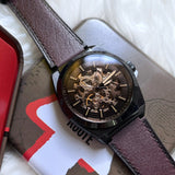 Buy Shop Fossil Everett Automatic Analog Black Dial Brown Leather Strap Watch for Men - ME3207 USA Online