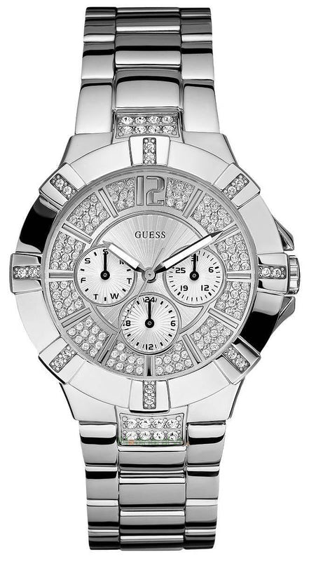 Buy Shop Guess Vista Diamonds Silver Dial Silver Steel Strap Watch for Women - W12080L1 USA Online