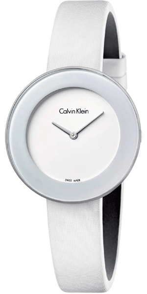 Buy Shop Calvin Klein Chic White Dial White Leather Strap Watch for Women - K7N23TK2 USA Online