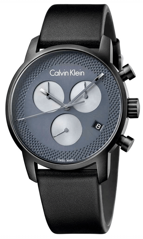 Buy Shop Calvin Klein City Chronograph Grey Dial Black Leather Strap Watch for Men - K2G177C3 USA Online
