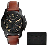 Buy Shop Fossil Grant Chronograph Black Dial Brown Leather Strap Watch for Men - FS5241 USA Online