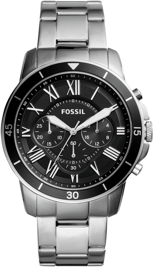 Buy Shop Fossil Grant Sport Chronograph Black Dial Silver Steel Strap Watch for Men - FS5236 USA Online