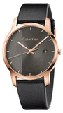 Buy Shop Calvin Klein City Quartz Grey Dial Black Leather Strap Watch for Men - K2G2G6C3 USA Online