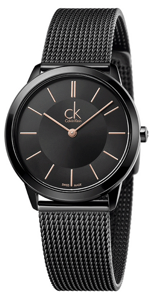 Buy Shop Calvin Klein Minimal Black Dial Black Mesh Bracelet Watch for Women - K3M22421 USA Online