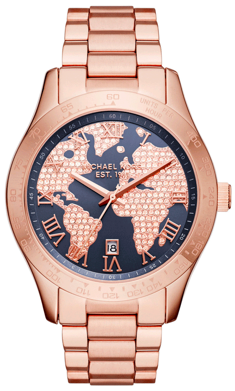 Buy Shop Michael Kors Layton Rose Gold Dial Rose Gold Steel Strap Watch for Women - MK6395 USA Online