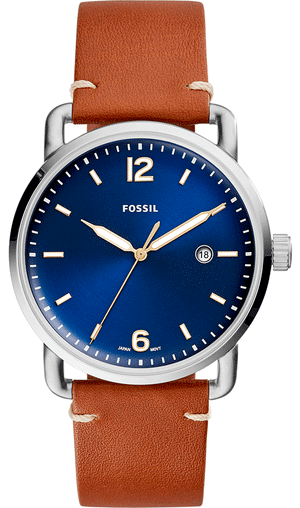 Buy Shop Fossil Commuter Blue Dial Blue Leather Strap Watch for Men - FS5325 USA Online