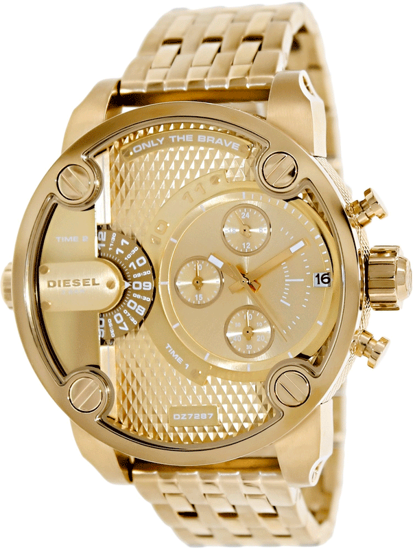 Buy Shop Diesel Big Daddy Analog Gold Dial Gold Stainless Steel Watch For Men - DZ7287 USA Online