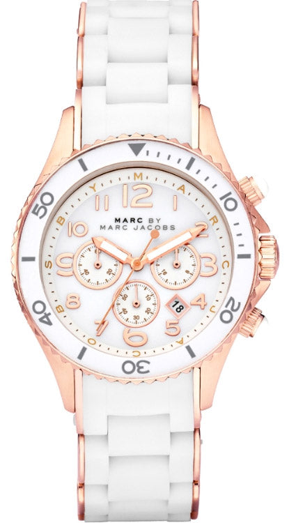 Buy Shop Marc Jacobs Rock Chronograph White Dial White Silicone Strap Watch for Women - MBM2547 USA Online