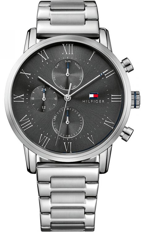 Buy Shop Tommy Hilfiger Kane Chronograph Grey Dial Silver Steel Strap Watch for Men - 1791397 USA Online