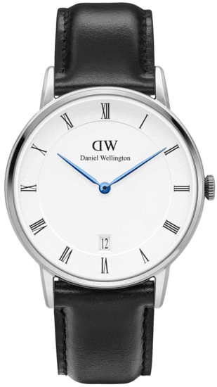 Buy Shop Daniel Wellington Dapper Sheffield White Dial Black Leather Strap Watch For Women - DW00100096 USA Online