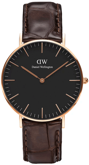 Buy Shop Daniel Wellington Classic York Black Dial Brown Leather Strap Watch For Women - DW00100140 USA Online