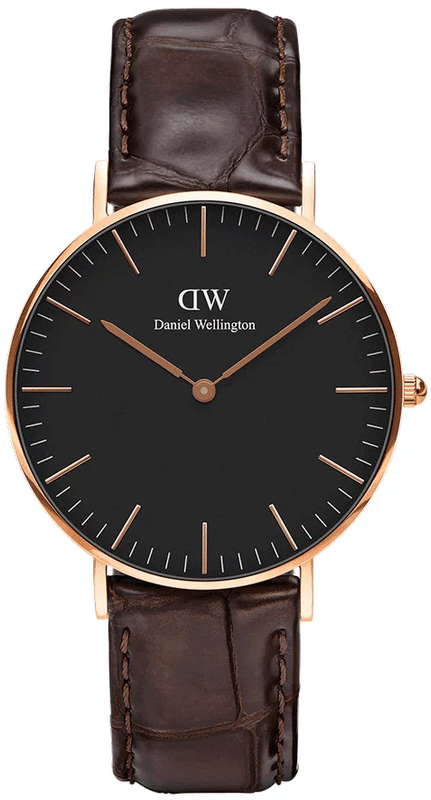 Buy Shop Daniel Wellington Classic York Black Dial Brown Leather Strap Watch For Women - DW00100140 USA Online
