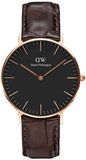 Buy Shop Daniel Wellington Classic York Black Dial Brown Leather Strap Watch For Women - DW00100140 USA Online