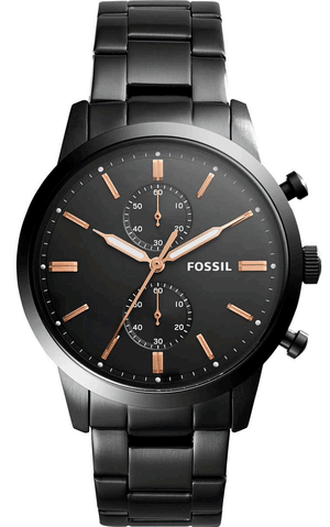 Buy Shop Fossil Townsman Chronograph Black Dial Black Steel Strap Watch for Men - FS5379 USA Online