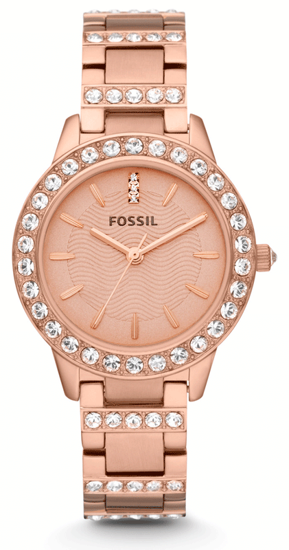 Buy Shop Fossil Jesse Crystal Rose Gold Dial Rose Gold Steel Strap Watch for Women - ES3020 USA Online