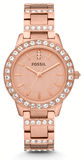 Buy Shop Fossil Jesse Crystal Rose Gold Dial Rose Gold Steel Strap Watch for Women - ES3020 USA Online