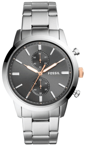 Buy Shop Fossil Townsman Chronograph Grey Dial Silver Steel Strap Watch for Men - FS5407 USA Online