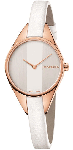 Buy Shop Calvin Klein Rebel White Grey Dial White Leather Strap Watch for Women - K8P236L6 USA Online
