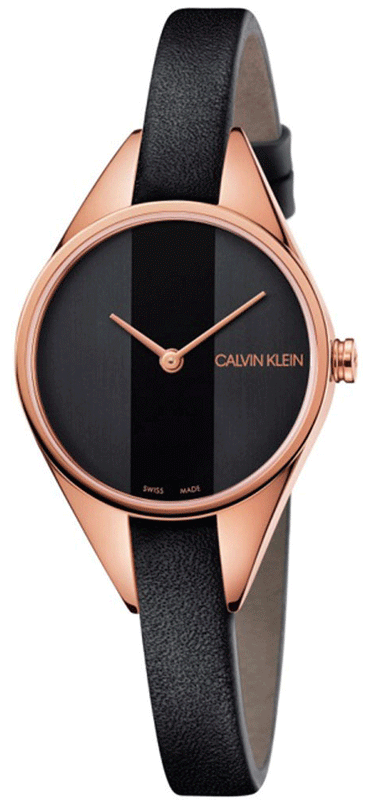 Buy Shop Calvin Klein Rebel Black Dial Black Leather Strap Watch for Women - K8P236C1 USA Online