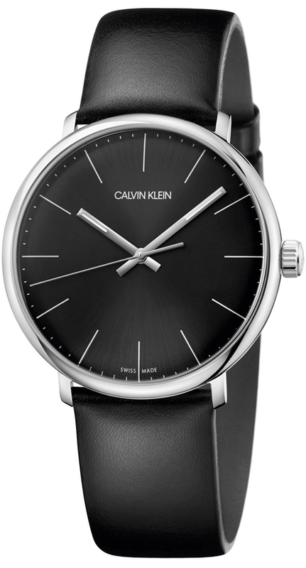 Buy Shop Calvin Klein High Noon Quartz Black Dial Black Leather Strap Watch for Men - K8M211C1 USA Online