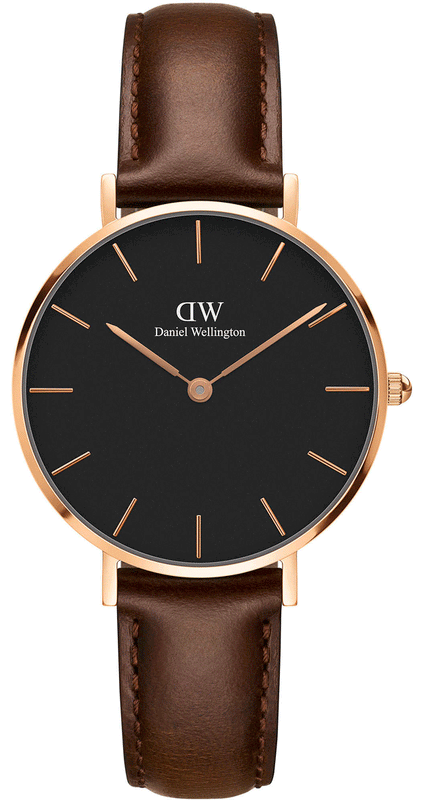 Buy Shop Daniel Wellington Classic Petite Bristol Black Dial Brown Leather Strap Watch For Women - DW00100165 USA Online
