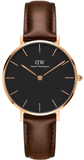 Buy Shop Daniel Wellington Classic Petite Bristol Black Dial Brown Leather Strap Watch For Women - DW00100165 USA Online