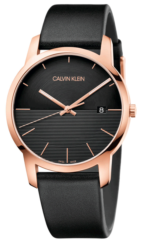 Buy Shop Calvin Klein City Quartz Black Dial Black Leather Strap Watch for Men - K2G2G6CZ USA Online