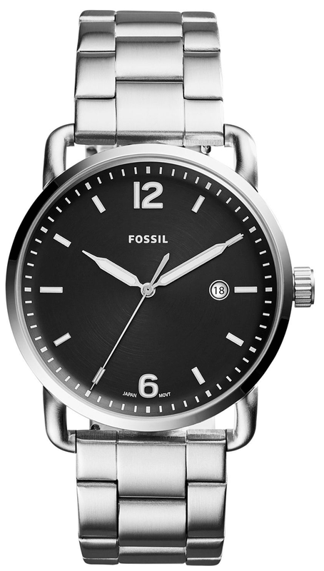 Buy Shop Fossil The Commuter Black Dial Silver Steel Strap Watch for Men - FS5391 USA Online