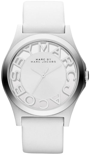 Buy Shop Marc Jacobs Henry Skeleton White Dial White Leather Strap Watch for Women - MBM1241 USA Online