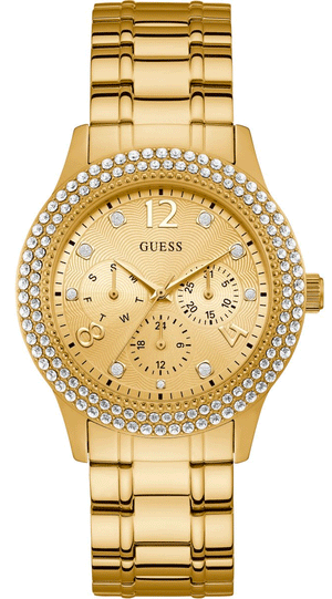 Buy Shop Guess Bedazzle Diamonds Gold Dial Gold Steel Strap Watch For Women - W1097L2 USA Online