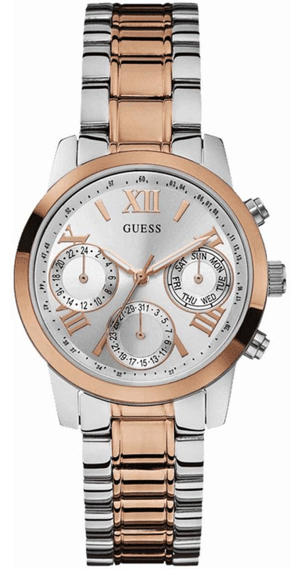 Buy Shop Guess Mini Sunrise Analog Silver Dial Two Tone Steel Strap Watch For Women - W0448L4 USA Online