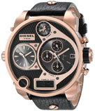 Buy Shop Diesel Big Daddy Gold & Black Dial Black Leather Strap Watch For Men - DZ7261 USA Online