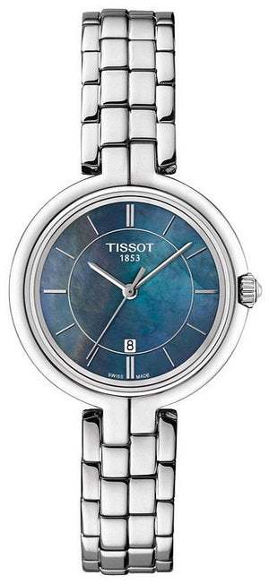 Tissot T Lady Flamingo Mother of Pearl Blue Dial Silver Steel Strap Watch For Women - T094.210.11.121.00