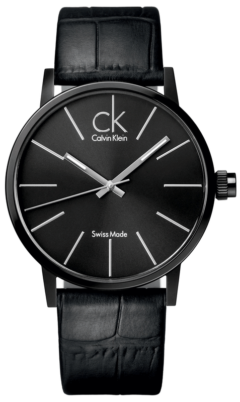 Buy Shop Calvin Klein Post Minimal Black Dial Black Leather Strap Watch for Men - K7621401 USA Online