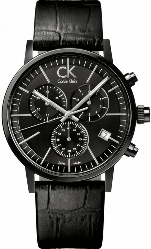 Buy Shop Calvin Klein Post Minimal Chronograph Black Dial Black Leather Strap Watch for Men - K7627401 USA Online