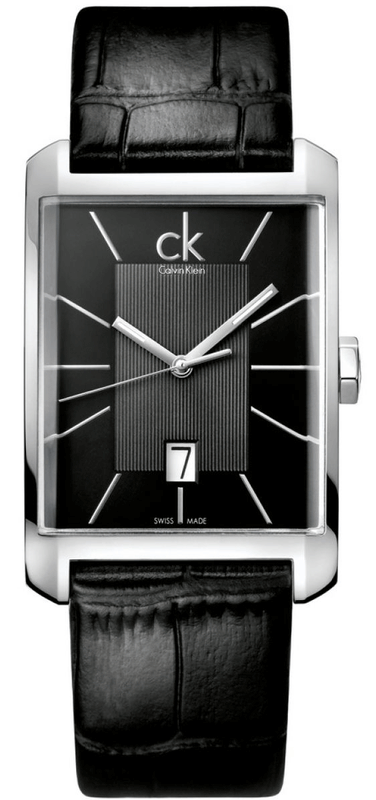 Buy Shop Calvin Klein Window Black Dial Black Leather Strap Watch for Men - K2M21107 USA Online