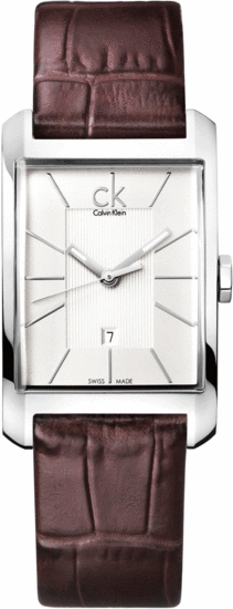 Buy Shop Calvin Klein Window Silver Dial Brown Leather Strap Watch for Men - K2M21126 USA Online