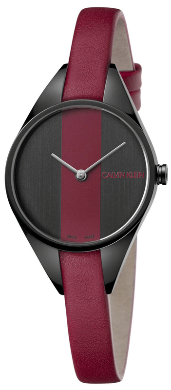Buy Shop Calvin Klein Rebel Red Black Dial Red Leather Strap Watch for Women - K8P237U1 USA Online