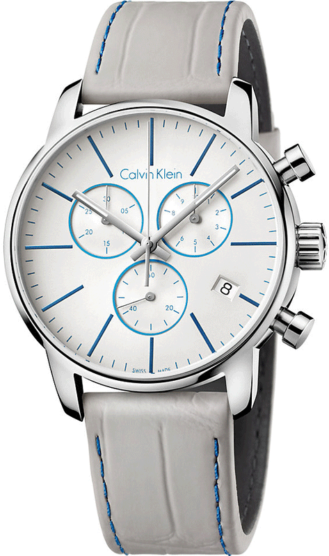 Buy Shop Calvin Klein City Chronograph White Dial White Leather Strap Watch for Men - K2G271Q4 USA Online