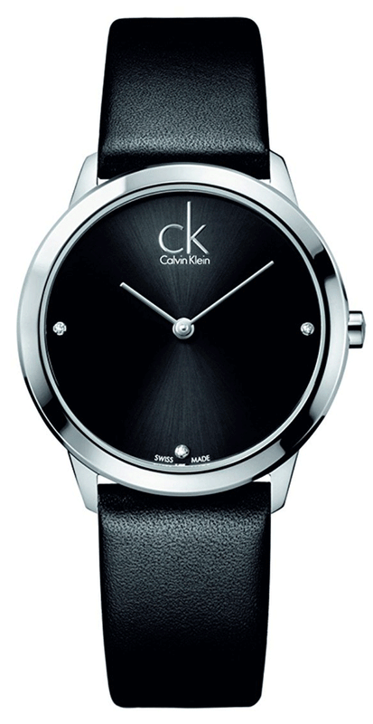 Buy Shop Calvin Klein Minimal Black Dial Black Leather Strap Watch for Men - K3M221CS USA Online