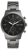 Fossil Townsman Chronograph Black Dial Silver Steel Strap Watch for Men - FS5349